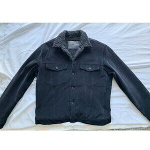 Naked & Famous Denim Sherpa Jacket: Black Stretch Corduroy